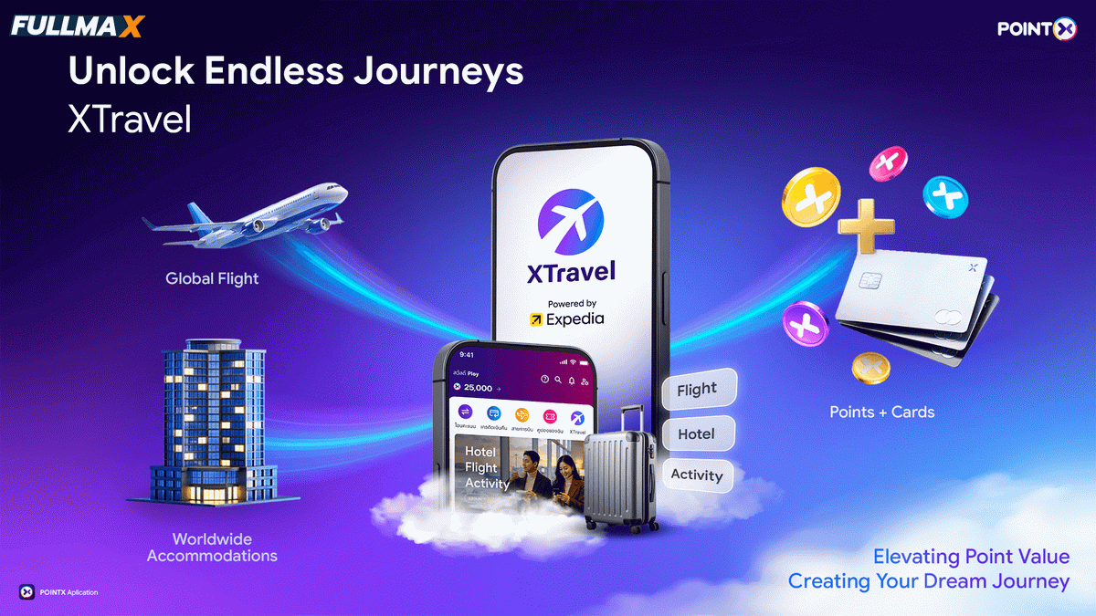 “POINTX” เดินหน้าตอกย้ำความเป็นผู้นำพอยท์แพลตฟอร์ม ผ่านแนวคิด “The Ultimate Connectivity Platform” พร้อมจับมือพาร์ทเนอร์ระดับโลก ยกระดับการใช้พอยท์สู่ประสบการณ์การเดินทางเต็มรูปแบบ