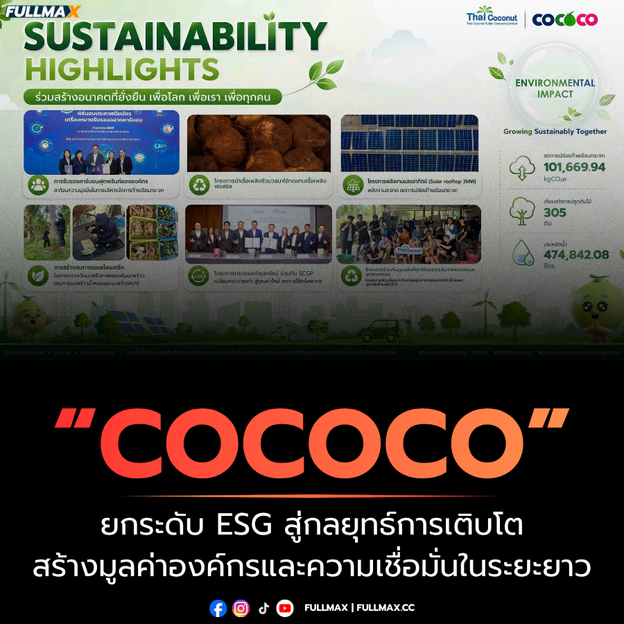 “COCOCO” ยกระดับ ESG สู่กลยุทธ์การเติบโต สร้างมูลค่าองค์กรและความเชื่อมั่นในระยะยาว