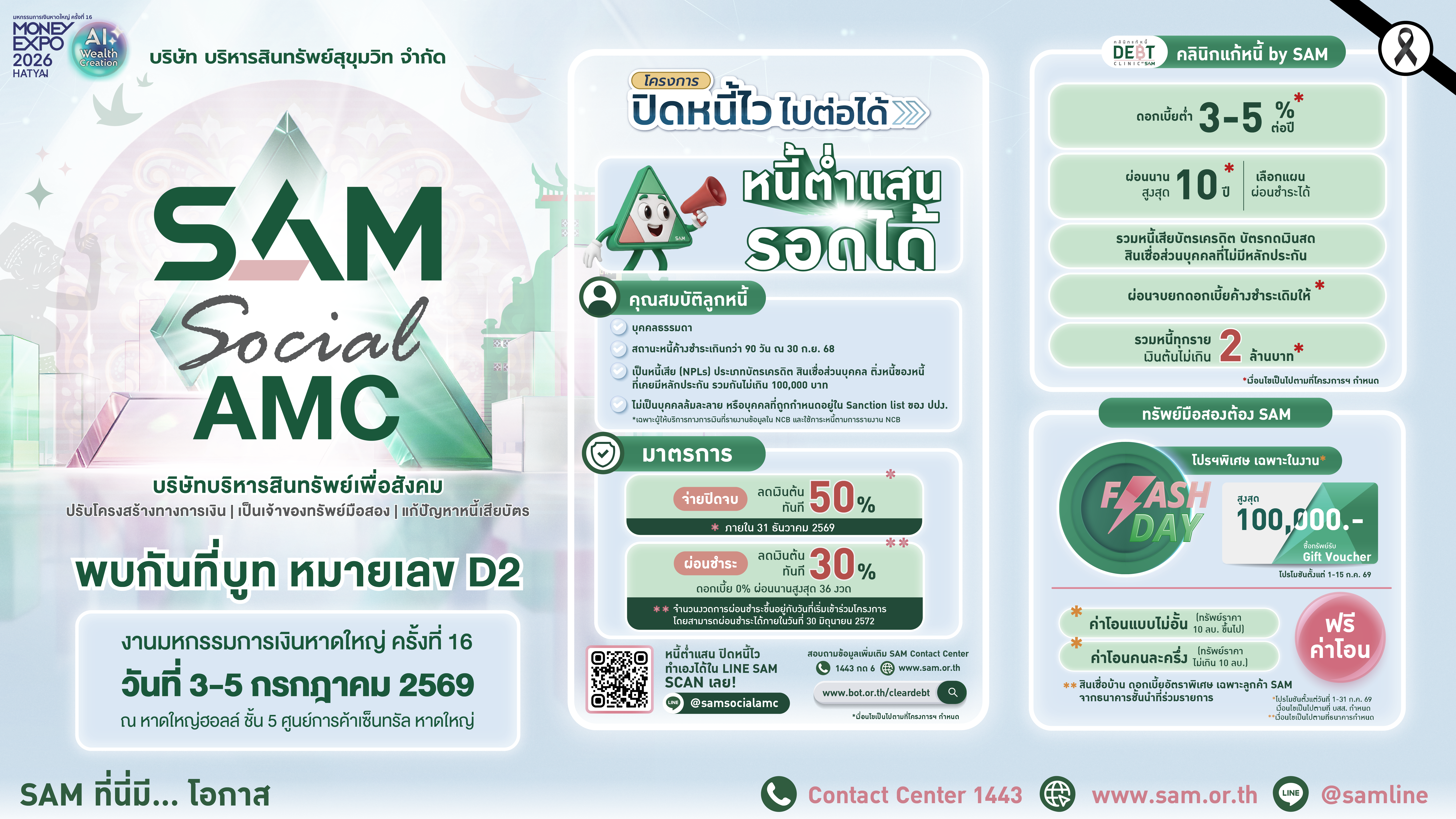 “SAM” ขนทัพบุกภาคใต้ ร่วมงาน Money Expo Hatyai 2026 เปิดทางเลือกแก้หนี้ครบวงจร พร้อมโปรโมชันทรัพย์มือสองสุดคุ้ม